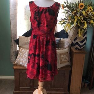 Red and black chiffon cocktail dress Sz 8P